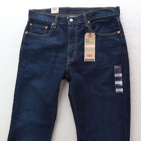 Levi's Jeans Men's 36x34 Blue 527 Slim Bootcut Stretch Dark Wash American Denim - Picture 2 of 12